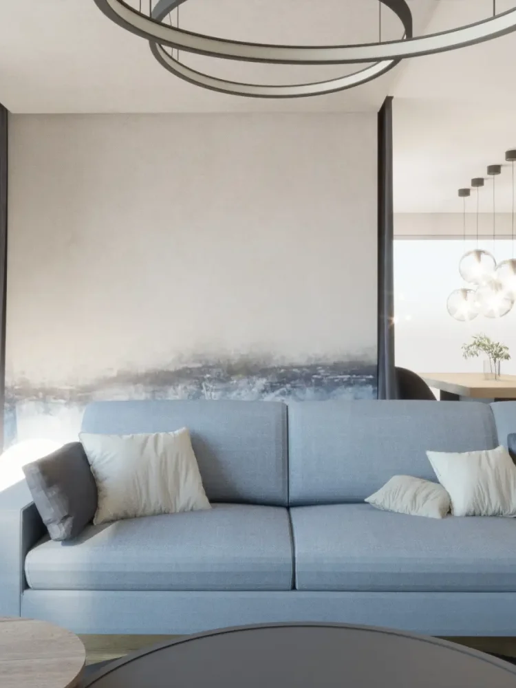 Funkcjonalny projekt domu w stylu nowoczesnym, salon.